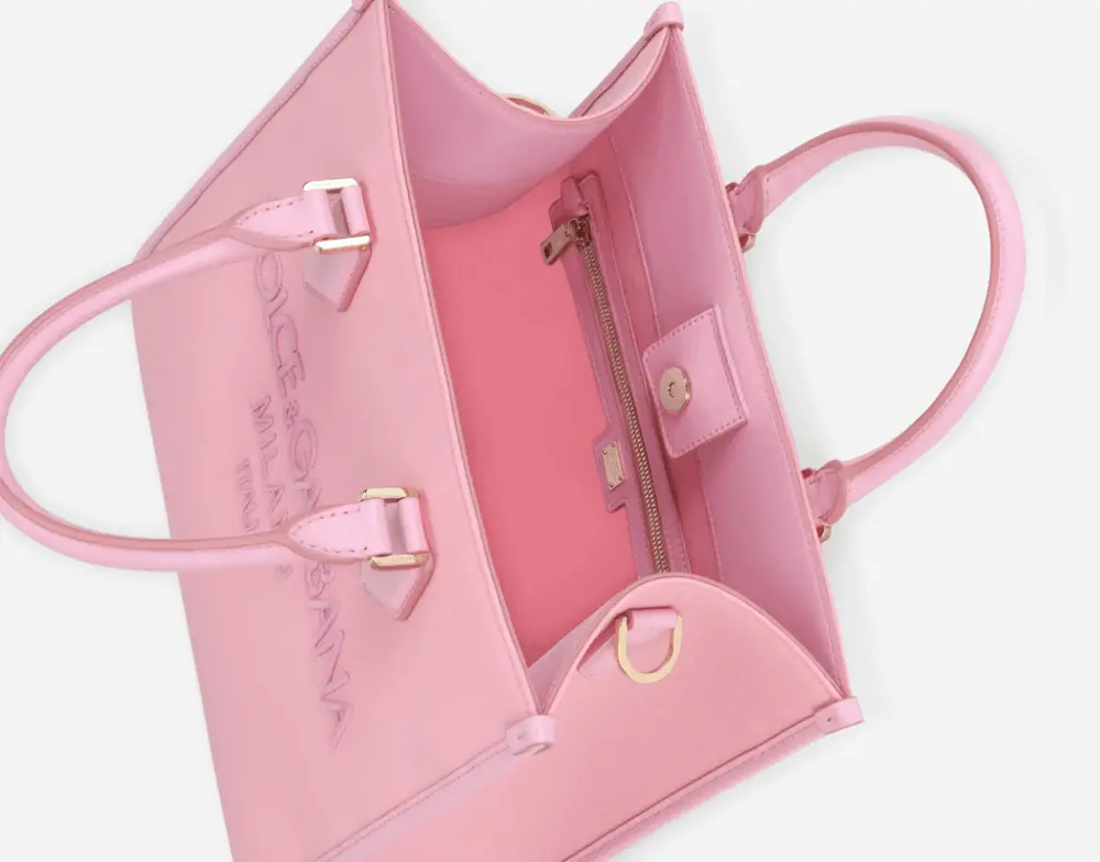 Túi Dolce & Gabbana Canvas Shopper With Embroidered Logo 'Pink' BB2012AY4058I439 - Ảnh 5