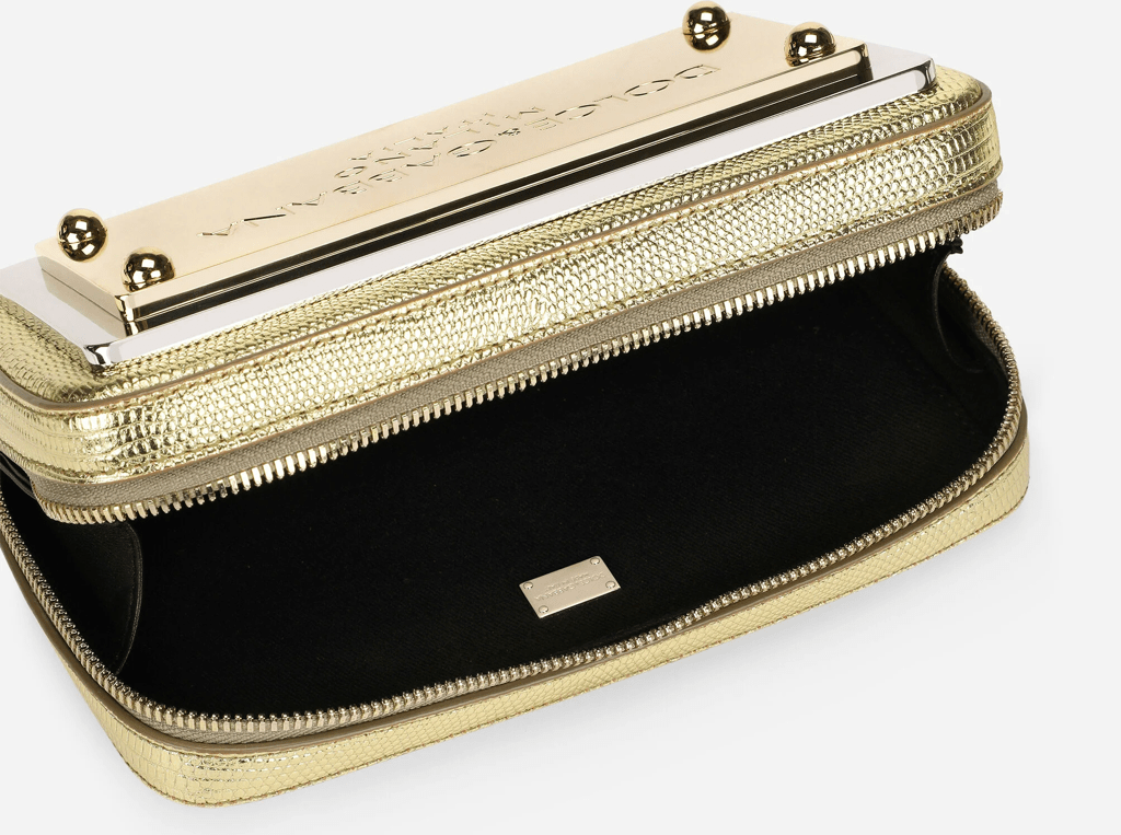 Túi Dolce & Gabbana Foiled Calfskin Plate Clutch 'Gold' BB2066AP28780983 - Ảnh 5