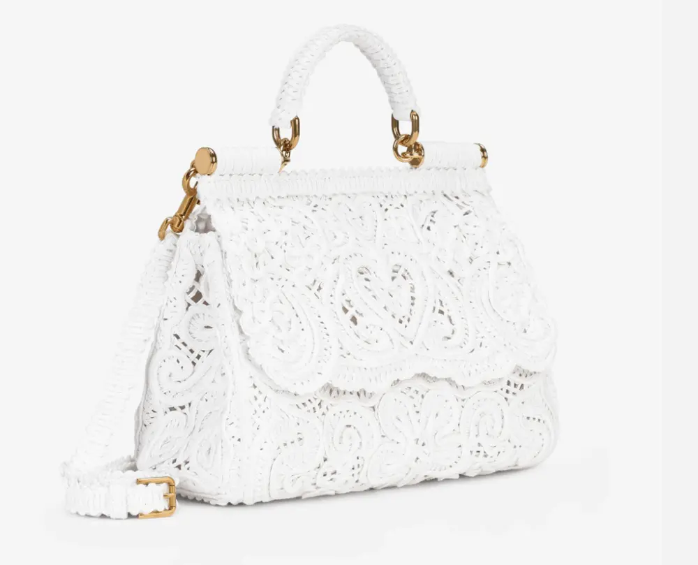 Túi Dolce & Gabbana Medium Cordonetto Lace Sicily Bag 'White' BB6002AW71780001 - Ảnh 5