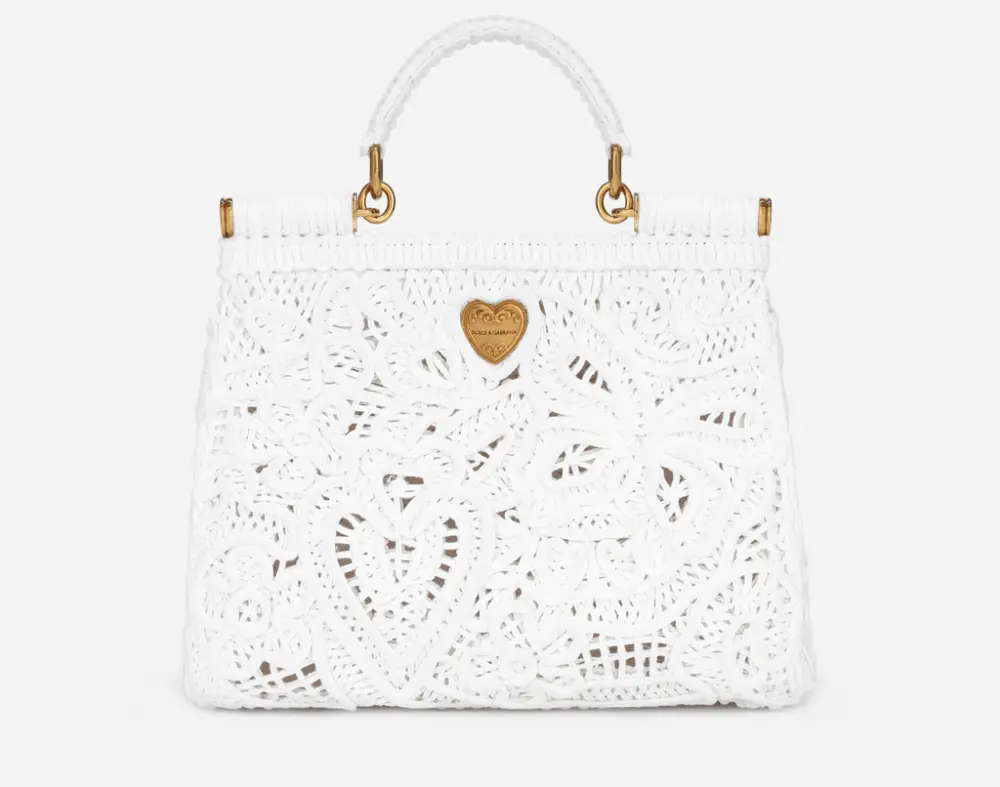 Túi Dolce & Gabbana Medium Cordonetto Lace Sicily Bag 'White' BB6002AW71780001 - Ảnh 4