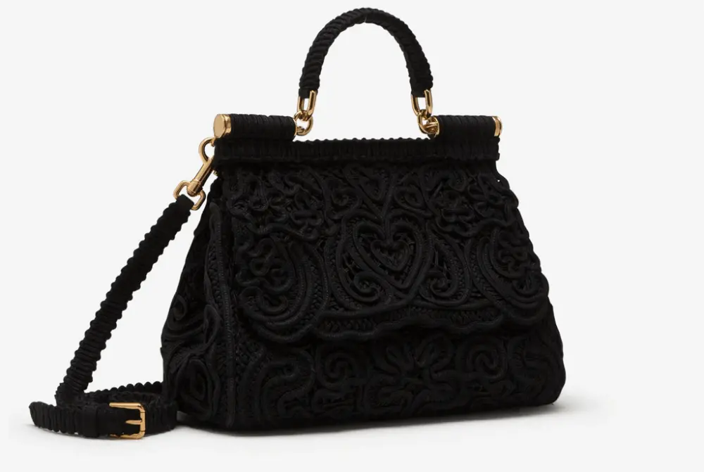 Túi Dolce & Gabbana Medium Cordonetto Lace Sicily Bag 'Black' BB6002AW71780999 - Ảnh 3