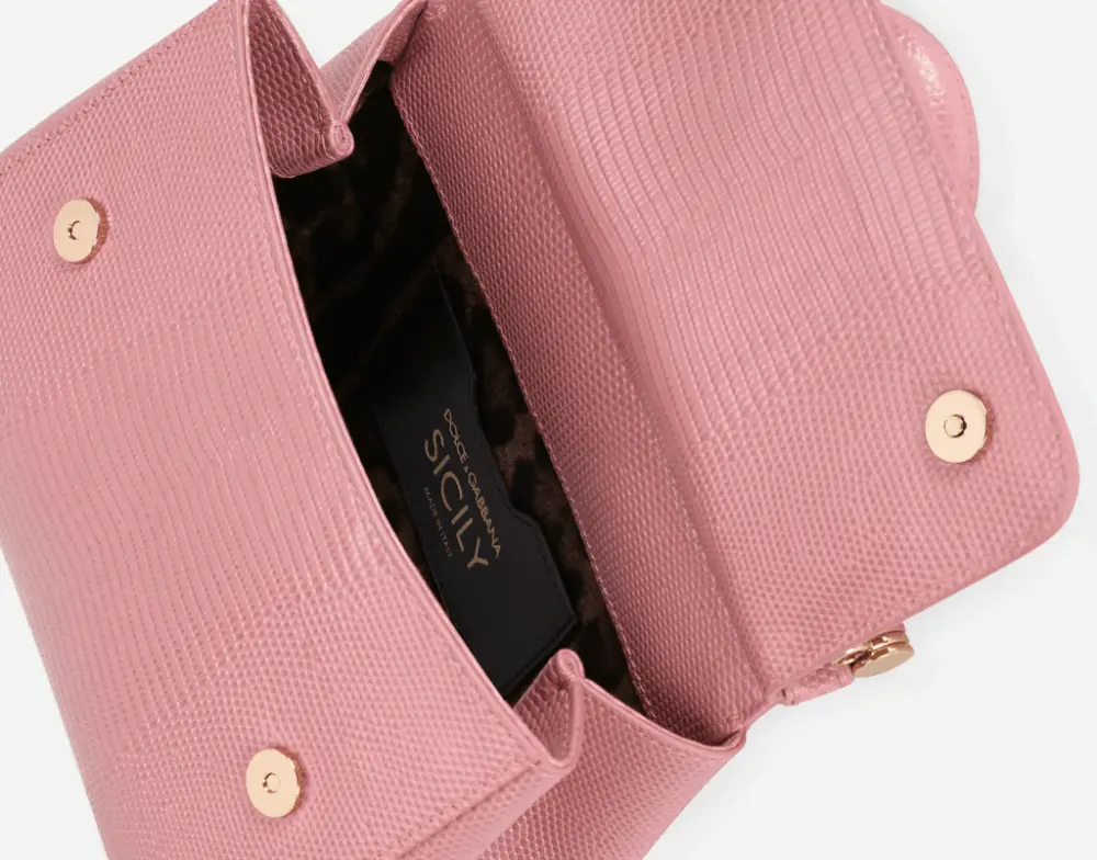 Túi Dolce & Gabbana Small Sicily Bag In Dauphine Calfskin 'Pink' BB6003A109587414 - Ảnh 5