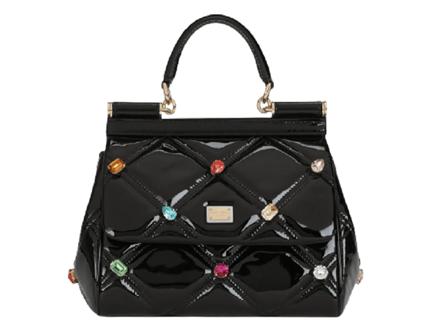 Túi Dolce & Gabbana Small Patent Leather Sicily Bag With Rhinestones BB6003AY0408S574