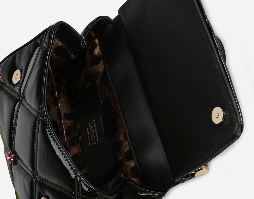 Túi Dolce & Gabbana Small Patent Leather Sicily Bag With Rhinestones BB6003AY0408S574 - Ảnh 5