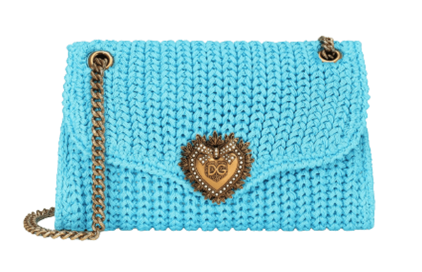 Túi Dolce & Gabbana Large Knit Devotion Shoulder Bag Azure BB6949AQ15180603