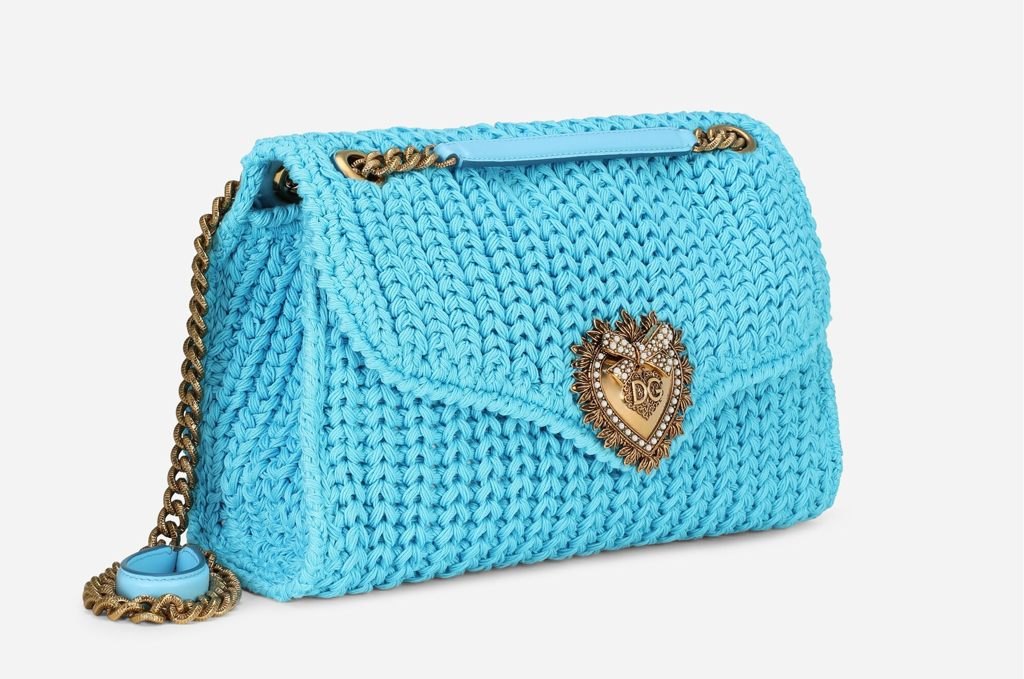 Túi Dolce & Gabbana Large Knit Devotion Shoulder Bag Azure BB6949AQ15180603 - Ảnh 3