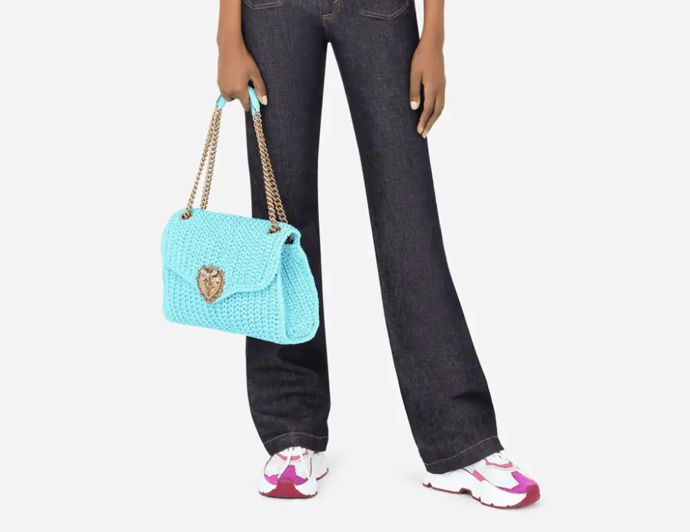 Alternative view of Túi Dolce & Gabbana Large Knit Devotion Shoulder Bag Azure BB6949AQ15180603