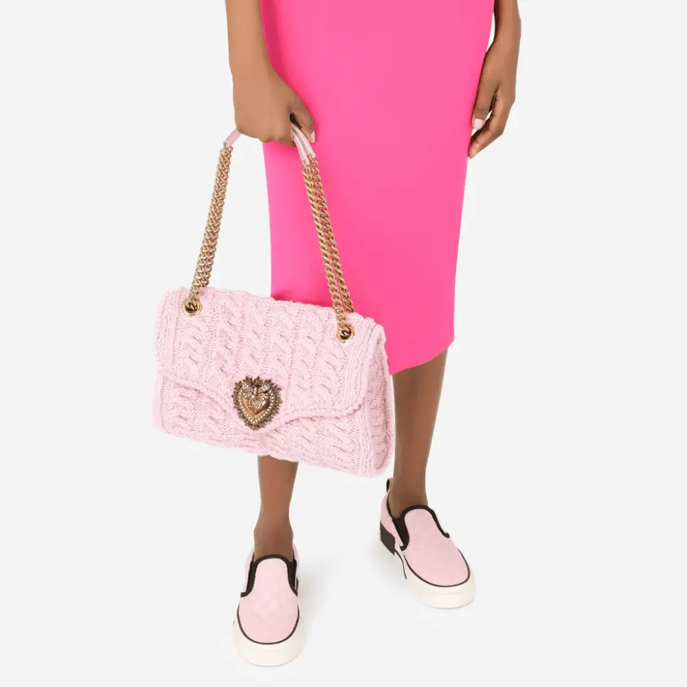 Alternative view of Túi Dolce & Gabbana Large Knit Devotion Shoulder Bag 'Pink' BB6949AQ44080470