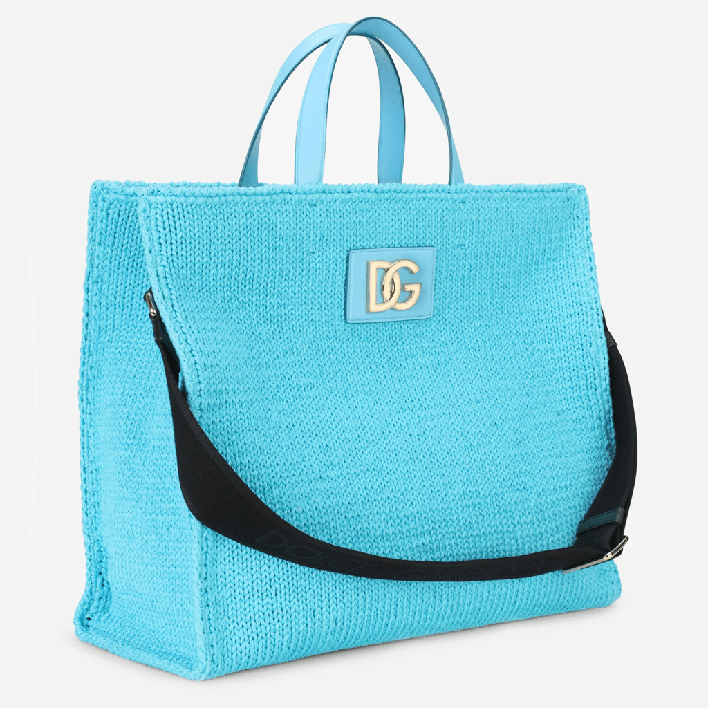 Túi Dolce & Gabbana Knit Large Beatrice Shopper Azure BB6953AQ42780603 - Ảnh 3