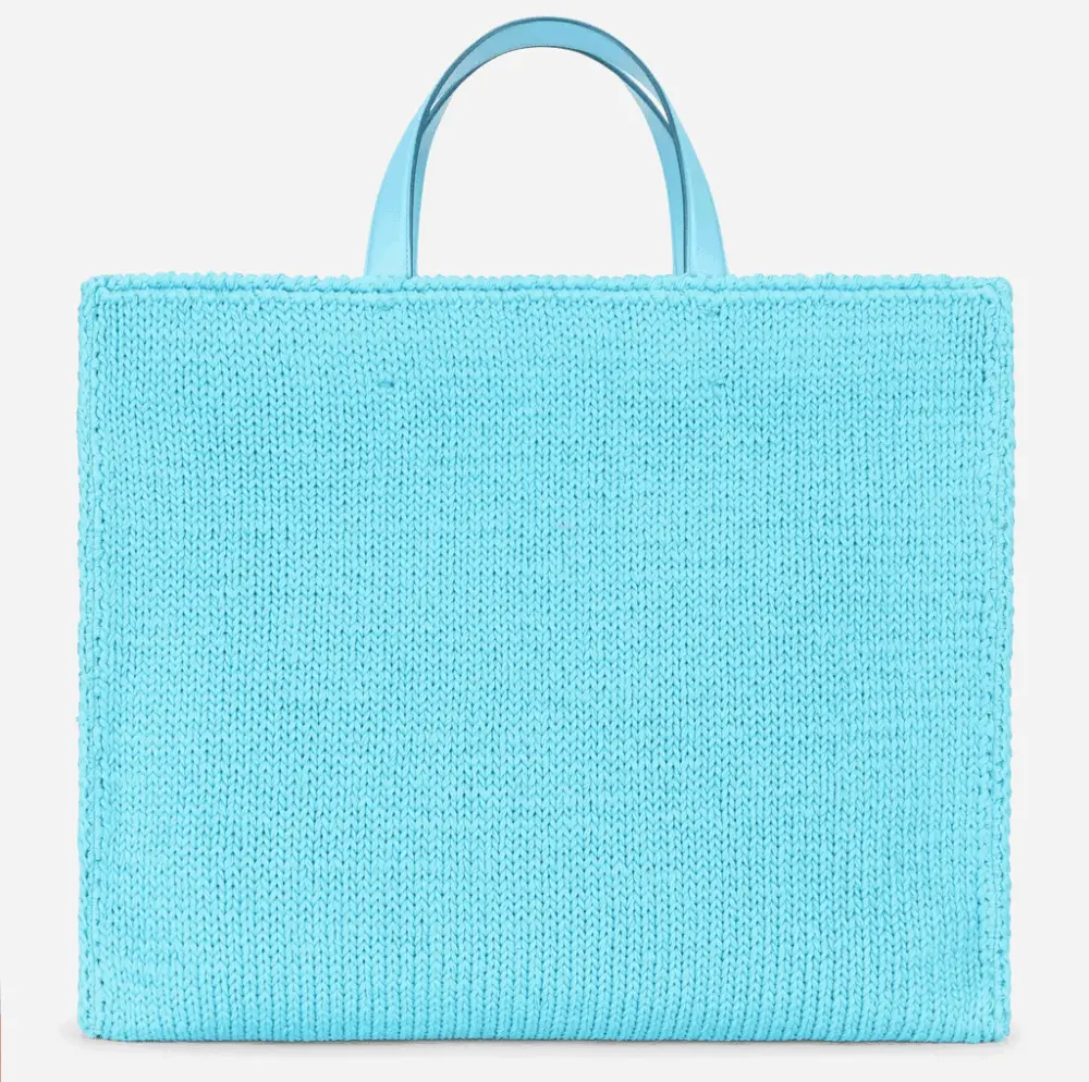 Túi Dolce & Gabbana Knit Large Beatrice Shopper Azure BB6953AQ42780603 - Ảnh 4