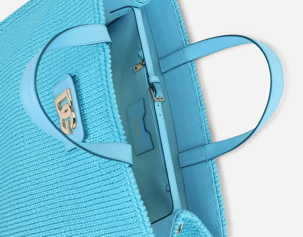 Túi Dolce & Gabbana Knit Large Beatrice Shopper Azure BB6953AQ42780603 - Ảnh 5