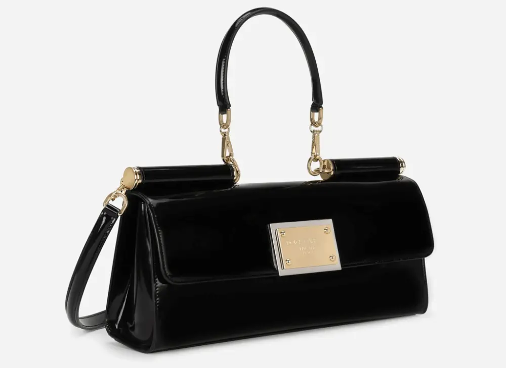 Túi Dolce & Gabbana 90s Sicily Bag In Shiny Calfskin 'Black' BB7007A103780999 - Ảnh 3