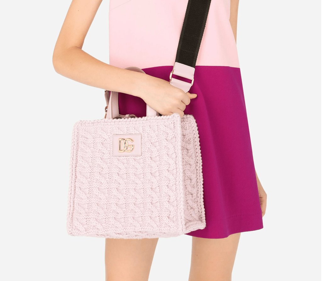 Túi Dolce & Gabbana Knit Small Beatric Shopper 'Pink' BB7049AQ14680470 - Ảnh 2