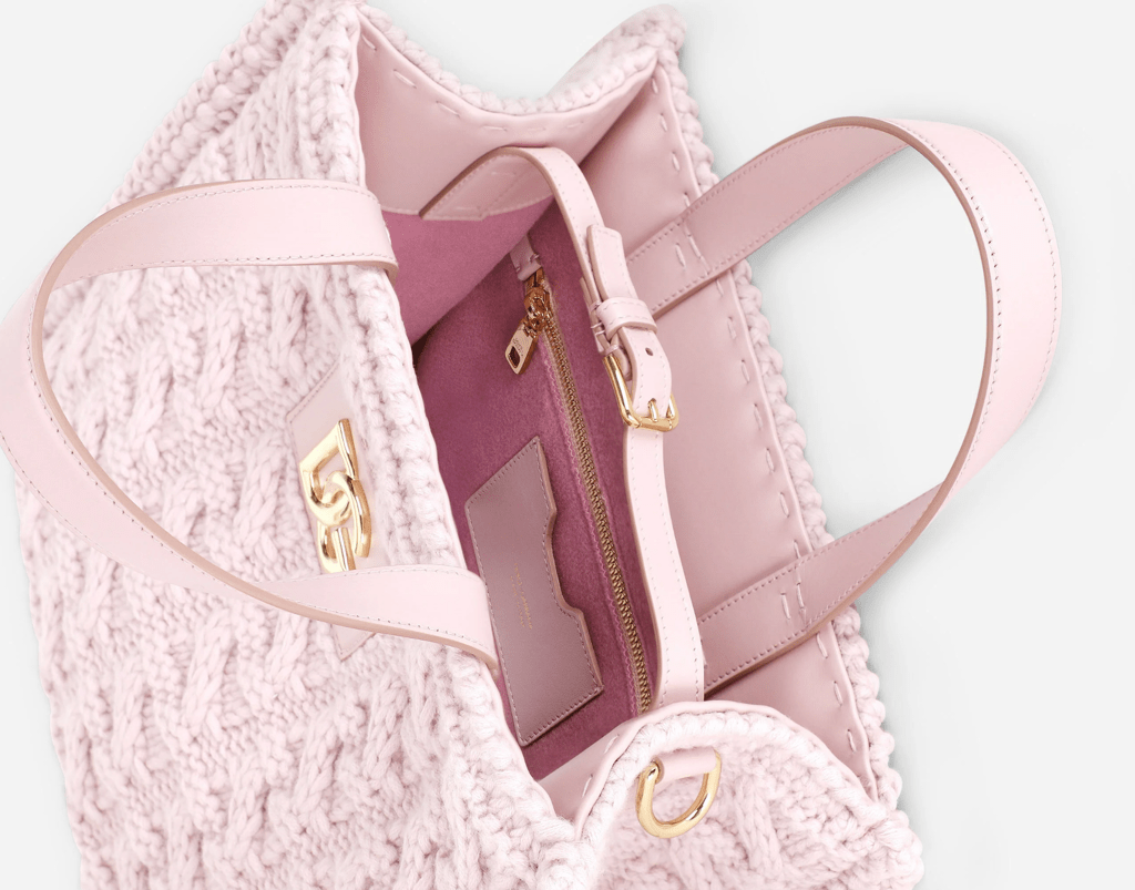 Túi Dolce & Gabbana Knit Small Beatric Shopper 'Pink' BB7049AQ14680470 - Ảnh 5