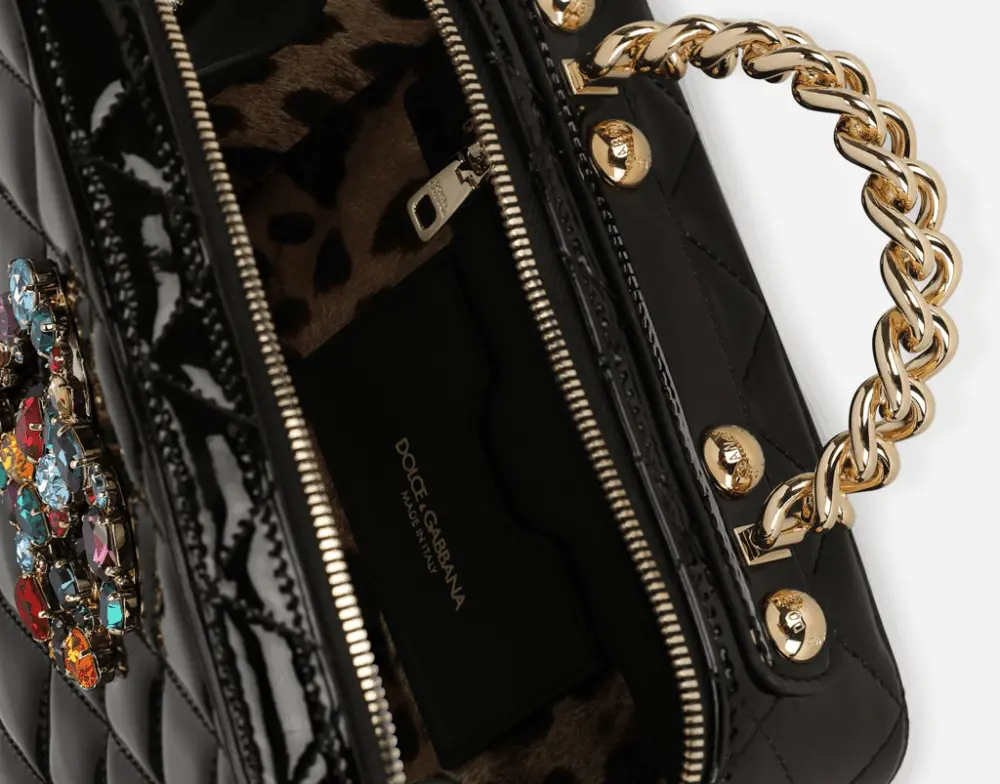 Túi Dolce & Gabbana Soft Quilted Patent Leather 3.5 Bag Black BB7092AY06580999 - Ảnh 5