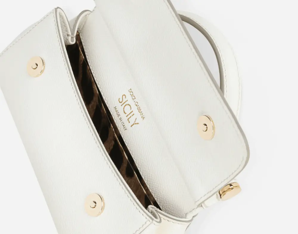 Túi Dolce & Gabbana Small Sicily Bag In Dauphine Calfskin 'White' BB7116A100180001 - Ảnh 5