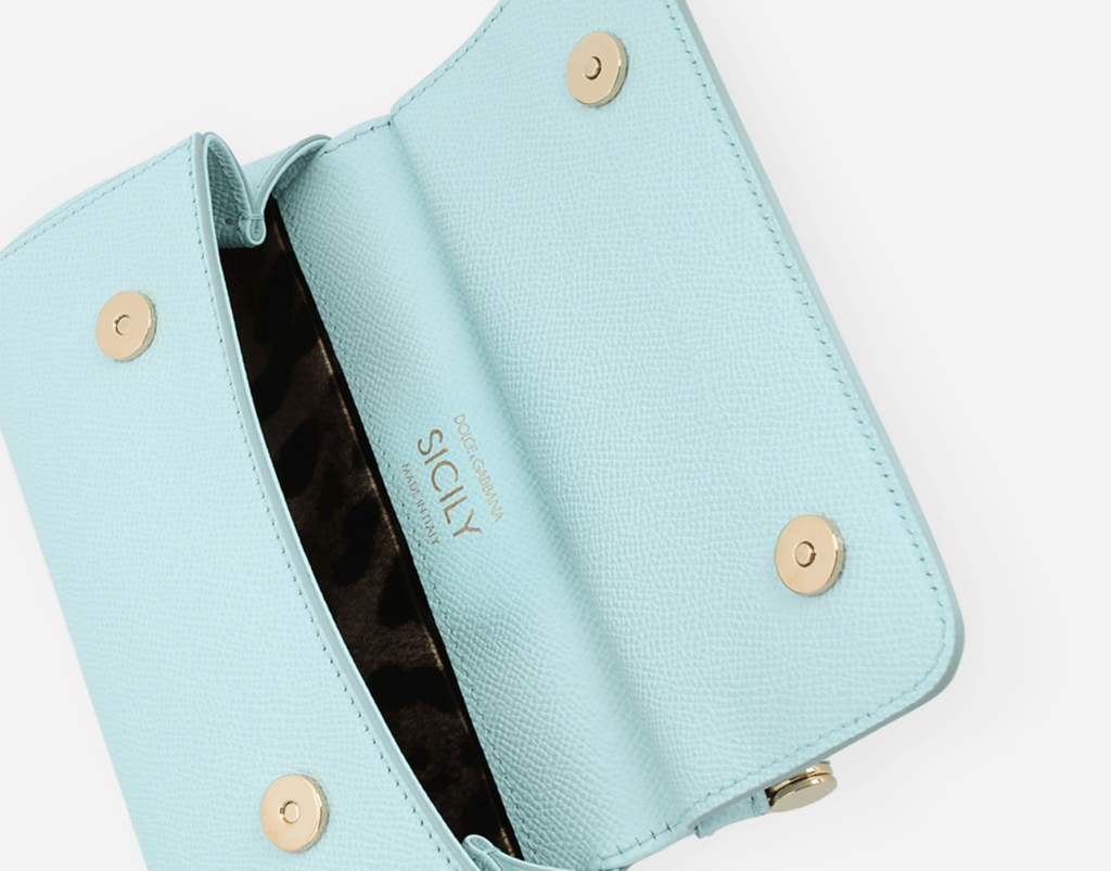 Túi Dolce & Gabbana Small Sicily Bag In Dauphine Calfskin Azure BB7116A100180610 - Ảnh 5