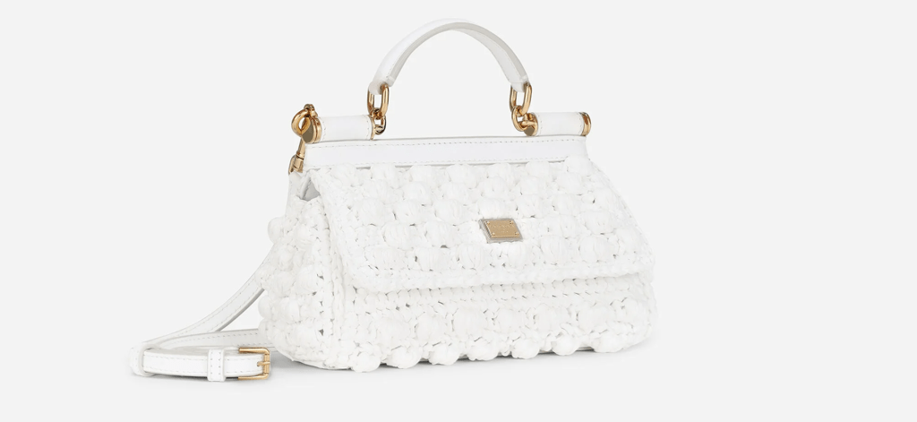 Túi Dolce & Gabbana Small Raffia Crochet Sicily Bag 'White' BB7116AY20889642 - Ảnh 3