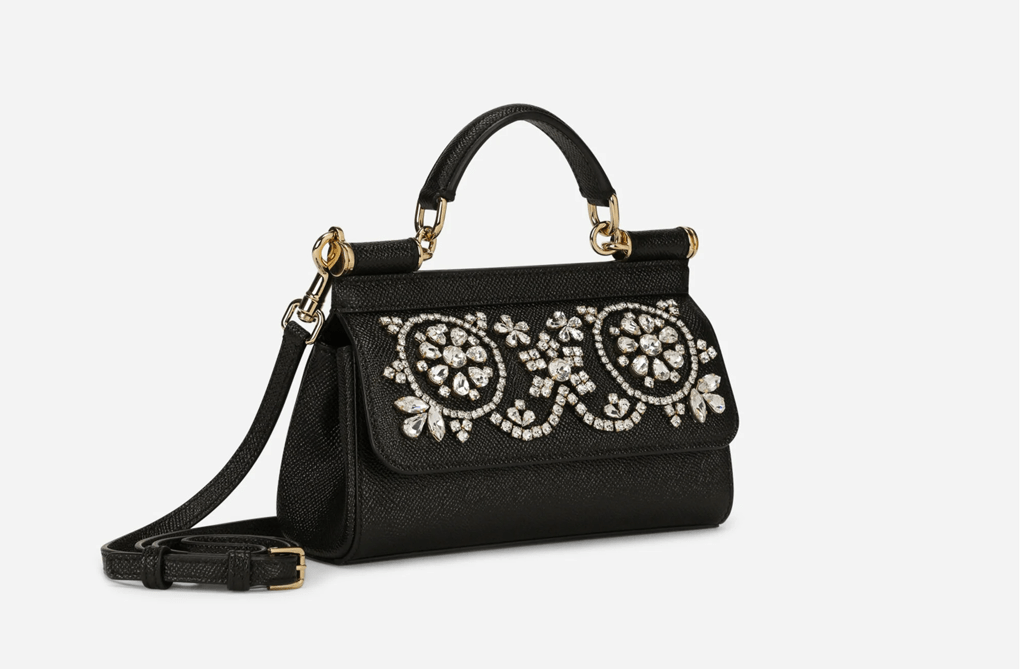 Túi Dolce & Gabbana Sicily Bag Rhinestones 'Black' BB7116AY4018S488 - Ảnh 3