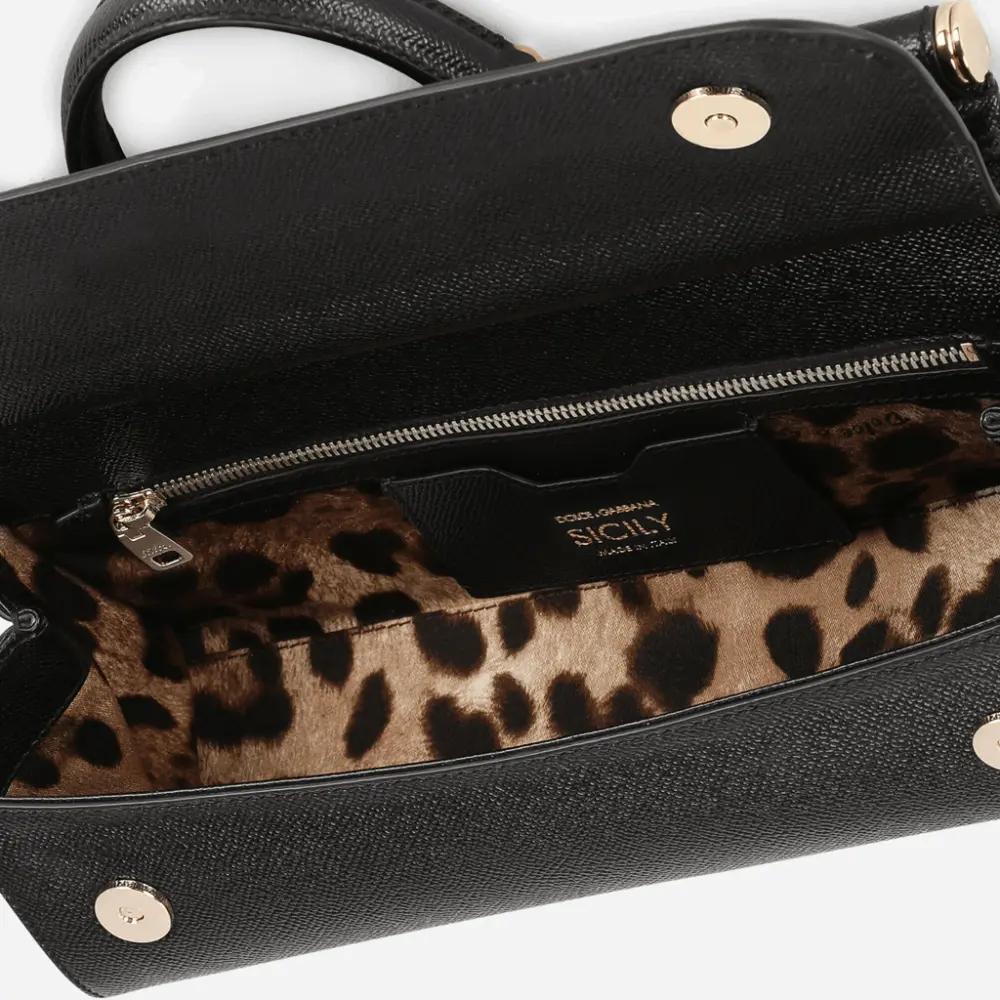 Túi Dolce & Gabbana Sicily Bag Calfskin 'Black' BB7117A100180999 - Ảnh 5