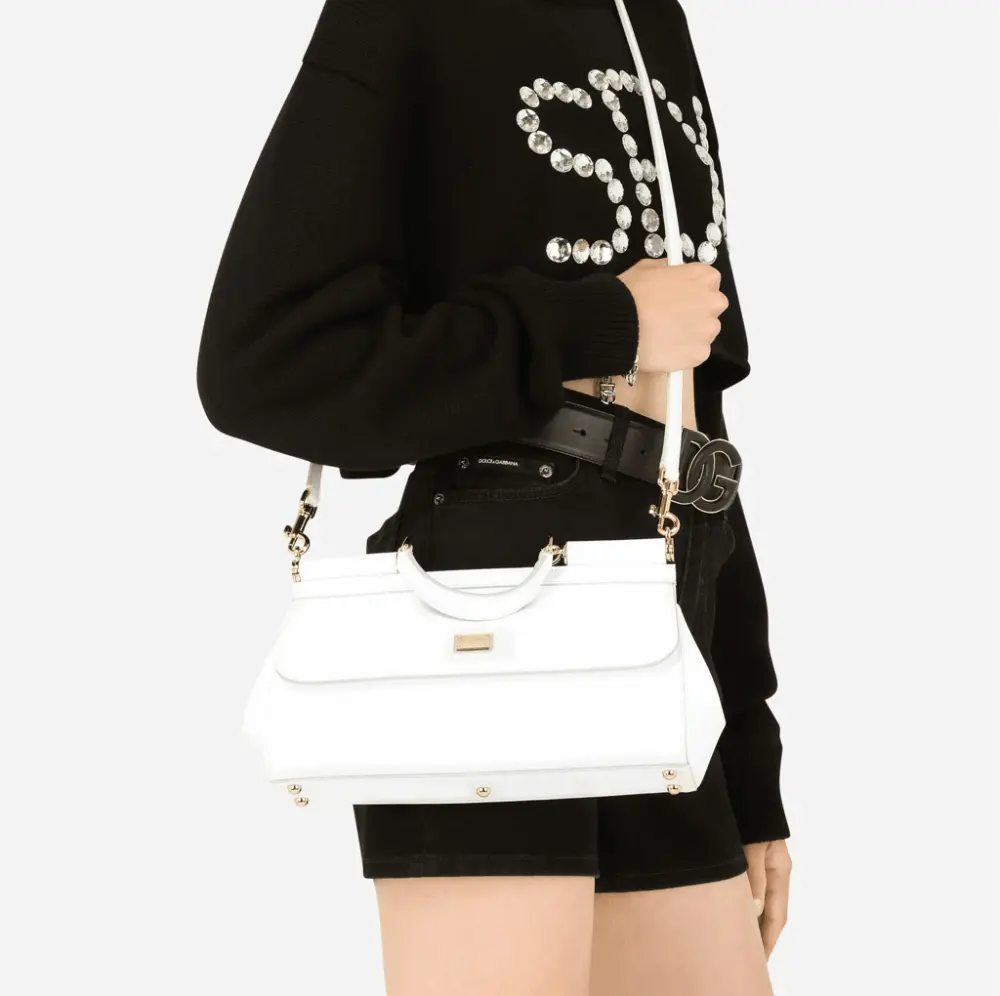 Alternative view of Túi Dolce & Gabbana Medium Patent Leather Sicily Bag 'White' BB7117A147180001