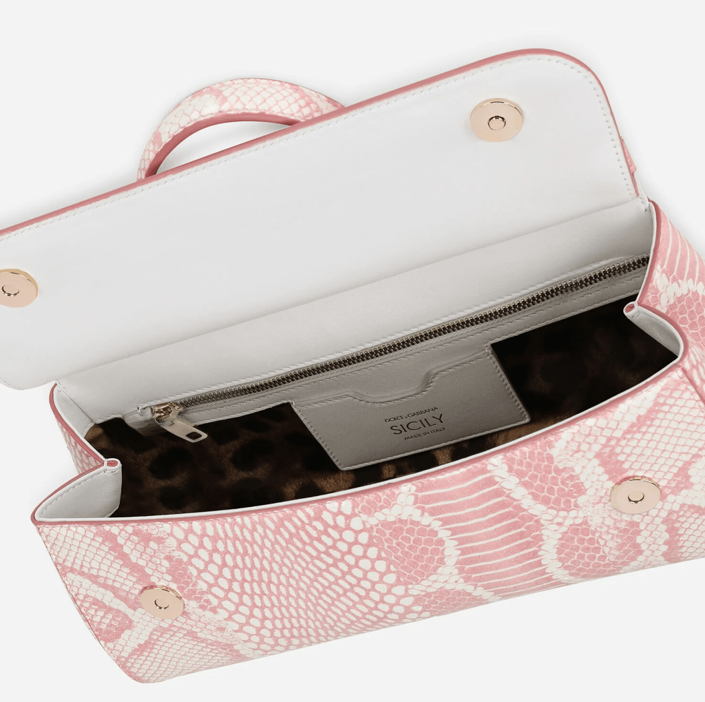 Túi Dolce & Gabbana Medium Printed Elaphe Sicily Bag 'Pink' BB7117AY0528E098 - Ảnh 4