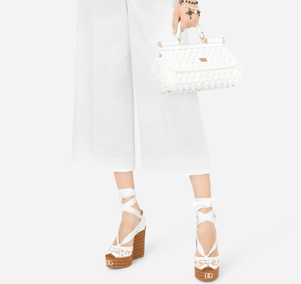 Túi Dolce & Gabbana Medium Raffia Crochet Sicily Bag 'White' BB7117AY20889642 - Ảnh 2