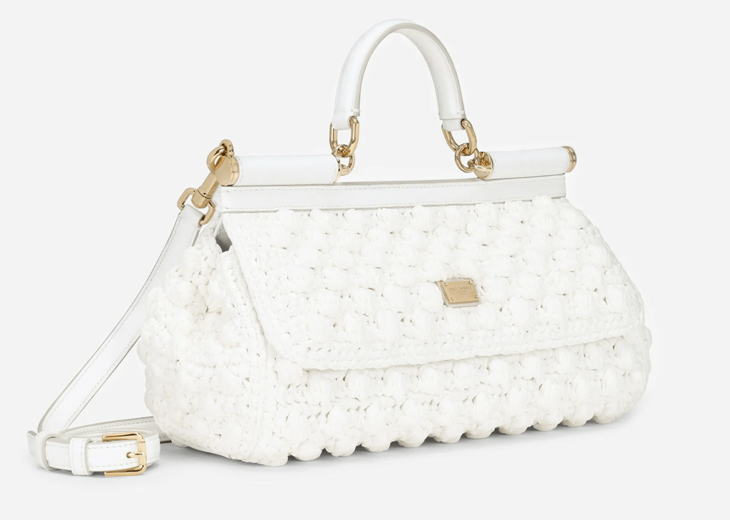 Túi Dolce & Gabbana Medium Raffia Crochet Sicily Bag 'White' BB7117AY20889642 - Ảnh 3