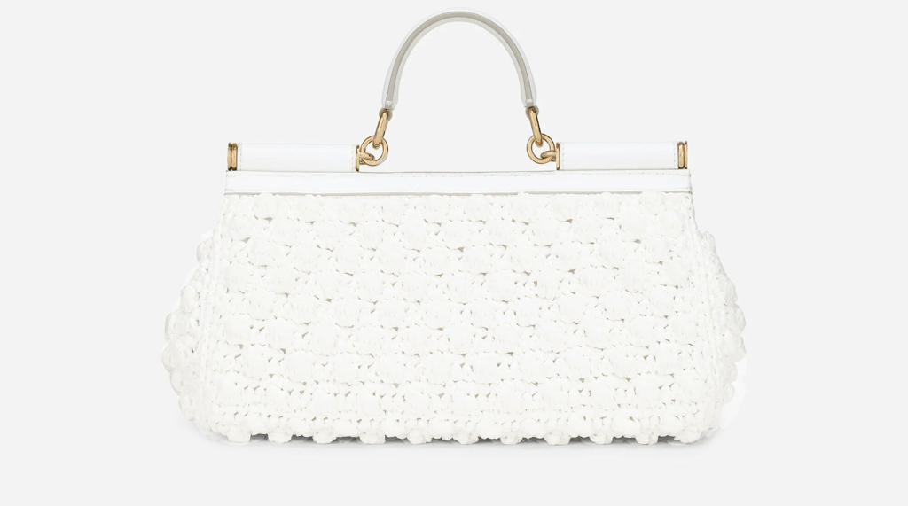 Túi Dolce & Gabbana Medium Raffia Crochet Sicily Bag 'White' BB7117AY20889642 - Ảnh 4