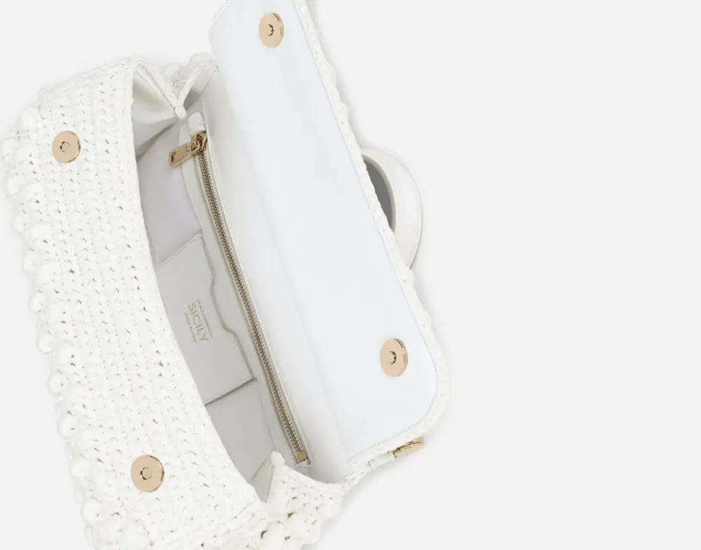 Túi Dolce & Gabbana Medium Raffia Crochet Sicily Bag 'White' BB7117AY20889642 - Ảnh 5