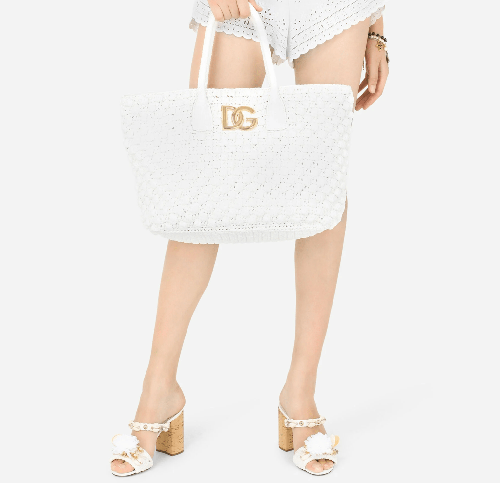 Túi Dolce & Gabbana Raffia Crochet Shopper 'White' BB7143AY21480001 - Ảnh 2