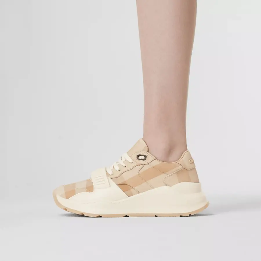 Alternative view of Giày Burberry Check Cotton Sneakers 'Soft Fawn' 80539911