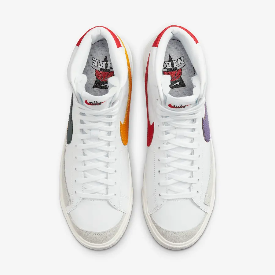 Giày Nike Blazer Mid 77 Vintage 'Mismatched Basketball Leather Swooshes' DQ7777-100 - Ảnh 4