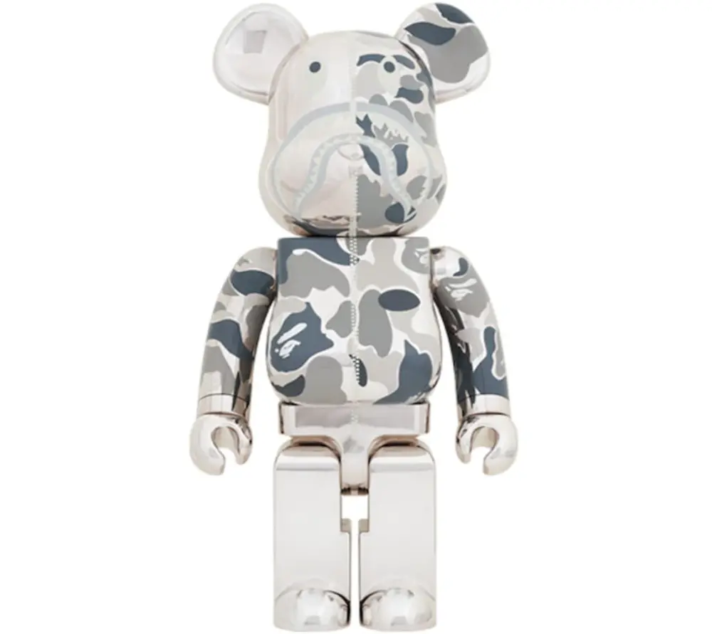 Mô Hình Bearbrick x BAPE Camo Shark Silver 1000%