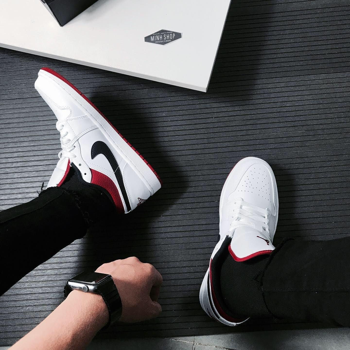 Giày Nike Air Jordan 1 Low GS 'White Gym Red' 553560-118 - Ảnh 8