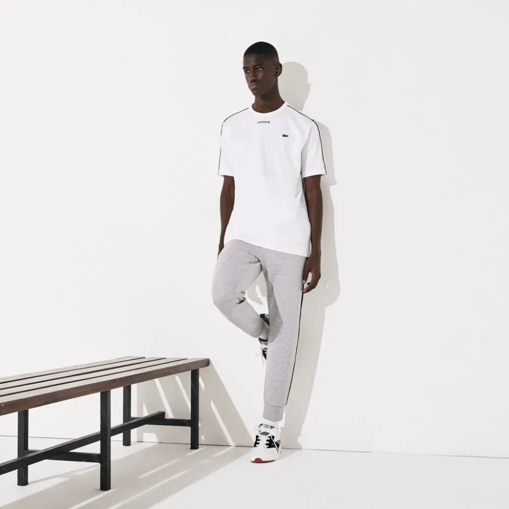 Áo Lacoste Sport Piped Cotton T-Shirt White TH4915-BLD - Ảnh 3
