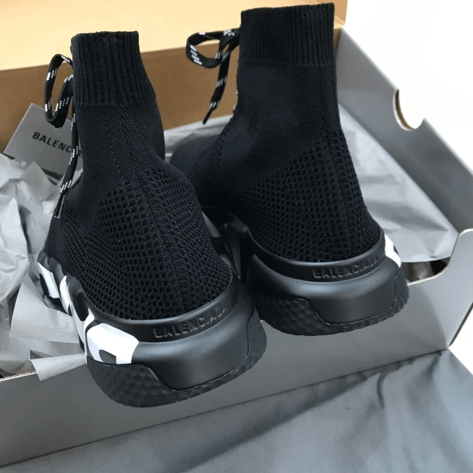 Giày Balenciaga Speed Lace Up Graffiti 'Black White' 617251W2DB71006 - Ảnh 3