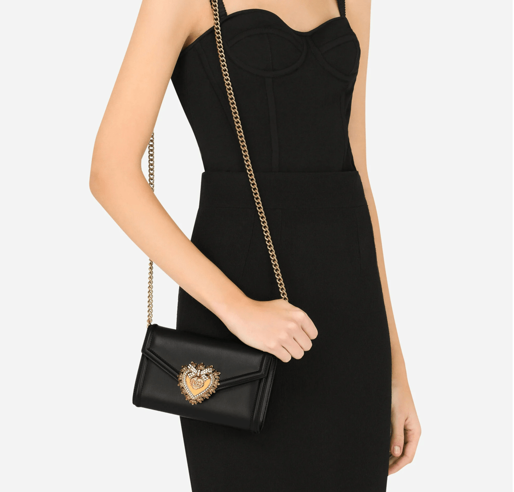 Túi Dolce & Gabbana Calfskin Devotion Mini Bag 'Black' BI2931AV89380999 - Ảnh 2