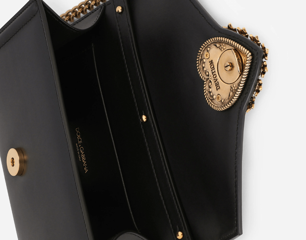 Túi Dolce & Gabbana Calfskin Devotion Mini Bag 'Black' BI2931AV89380999 - Ảnh 5