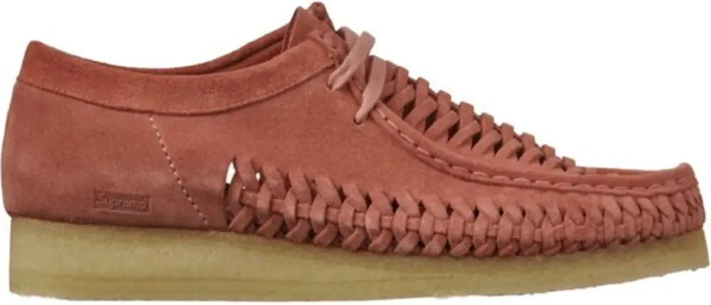 Giày Clarks x Supreme Woven Wallabee 'Pink' 261-60847