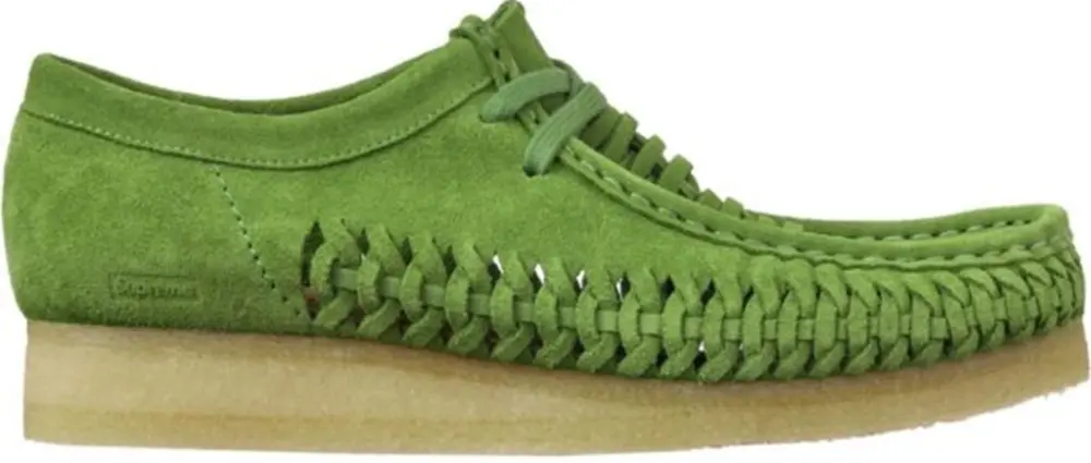 Giày Clarks x Supreme Woven Wallabee 'Green' 261-60848