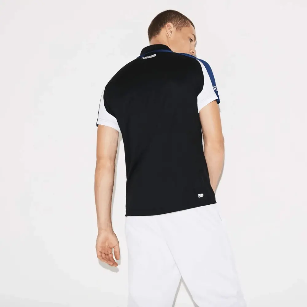Áo Lacoste Polo Zip Neck Contrast Pique Black Navy DH9480-51-ED4 - Ảnh 4