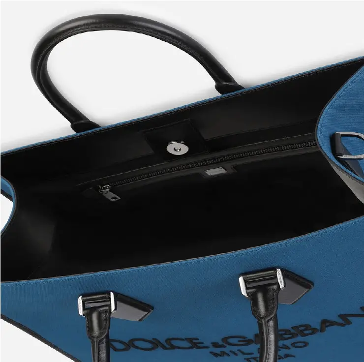 Túi Dolce & Gabbana Canvas Edge Shopper With Embroidered Logo 'Blue' BM1796AO9978S501 - Ảnh 4