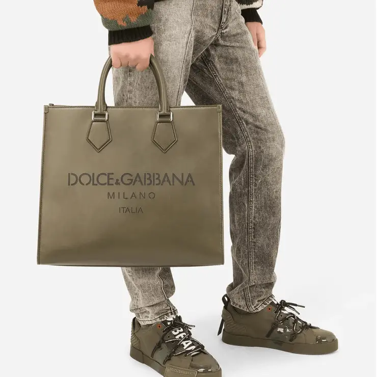 Alternative view of Túi Dolce & Gabbana Large Calfskin Shopper With Logo Green BM1796AS73880506