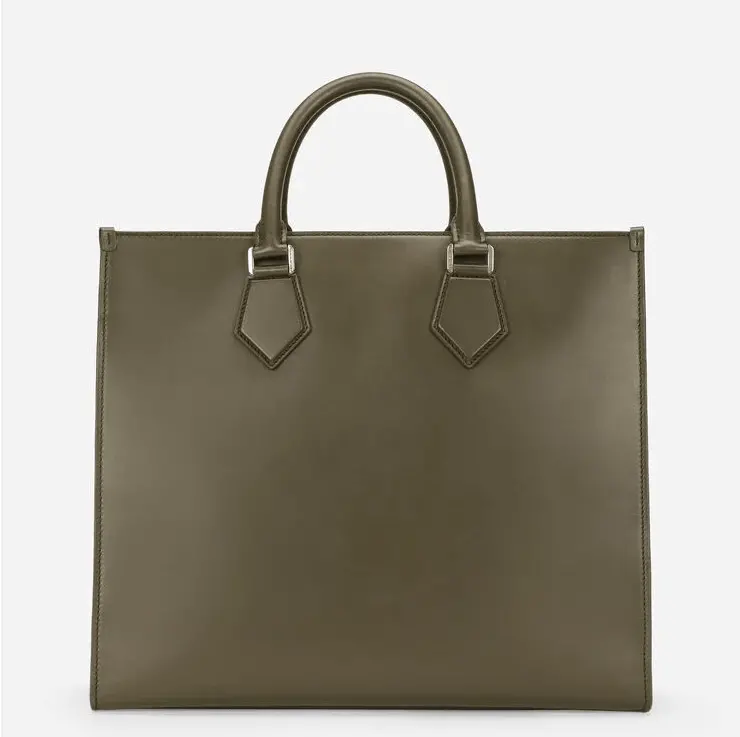 Túi Dolce & Gabbana Large Calfskin Shopper With Logo Green BM1796AS73880506 - Ảnh 4