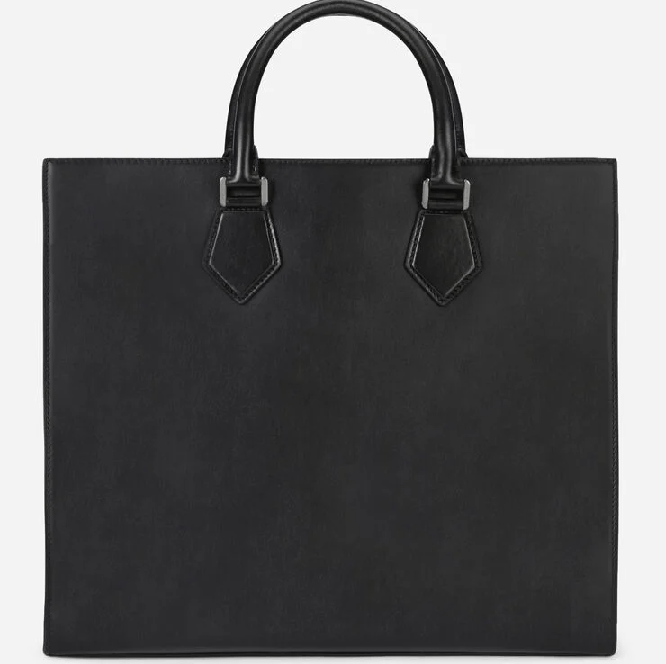 Túi Dolce & Gabbana Calfskin Edge Shopper With Logo Black BM1796AS73880999 - Ảnh 3