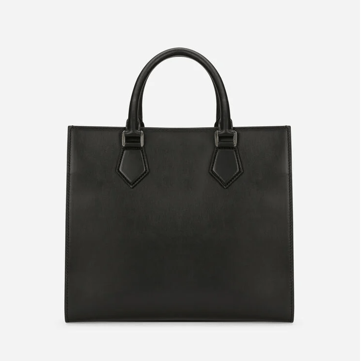 Túi Dolce & Gabbana Calfskin Edge Shopper With Logo Black BM2012AS73880999 - Ảnh 4