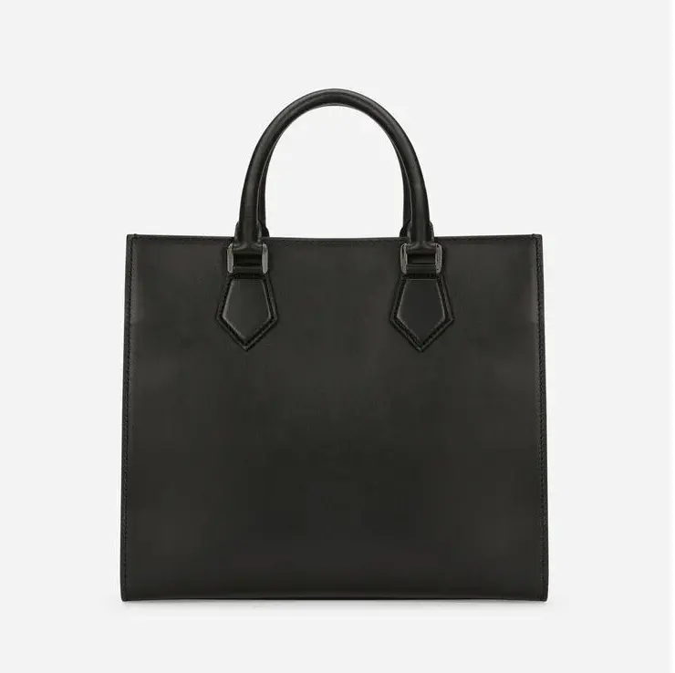 Túi Dolce & Gabbana Calfskin Edge Shopper With Logo Black BM2012AS73880999 - Ảnh 4