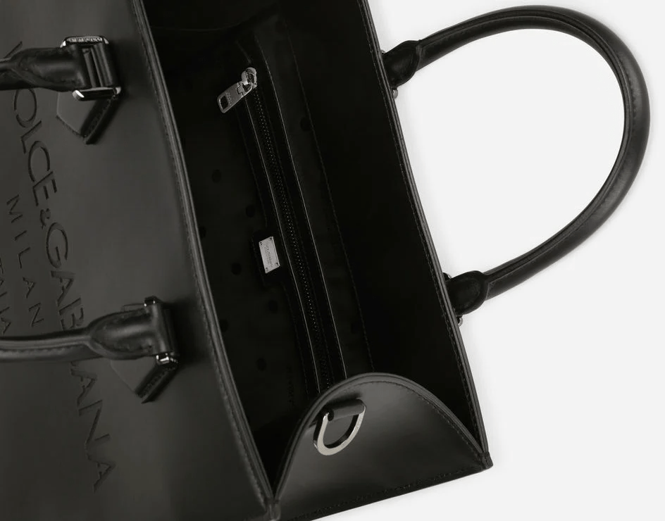 Túi Dolce & Gabbana Calfskin Edge Shopper With Logo Black BM2012AS73880999 - Ảnh 5