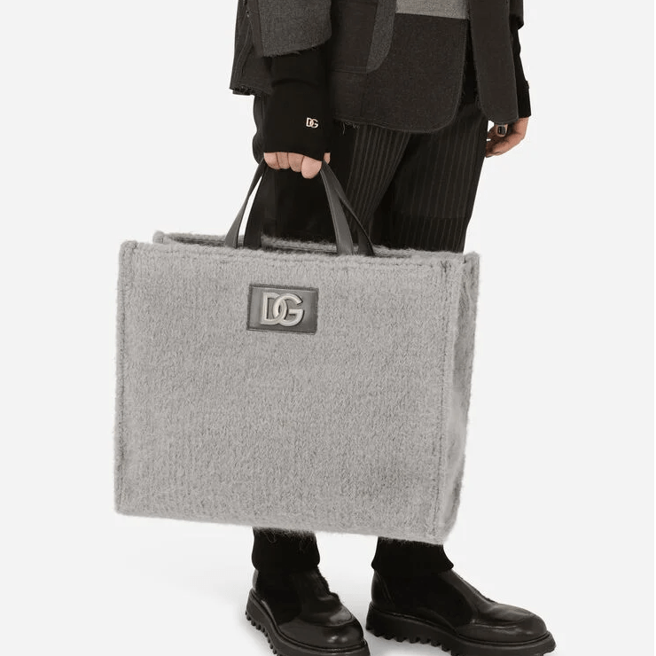 Túi Dolce & Gabbana Knit Beatrice Shopper With DG Logo 'Grey' BM6953AQ4328S395 - Ảnh 2